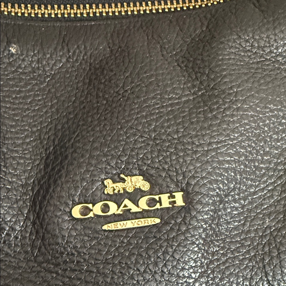 PreLoved- Coach Black Leather Backpack with Gold Accents - Picture 2 of 7